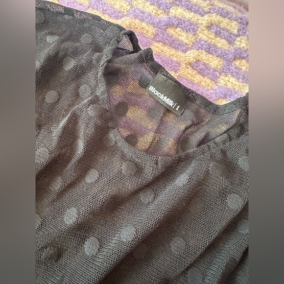 ✨Blackmilk long hi-low sheer polka dot dress, sz L. - Picture 2 of 3